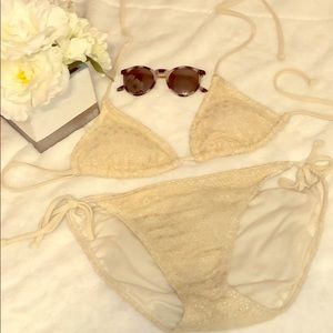 Off-white and gold bikini